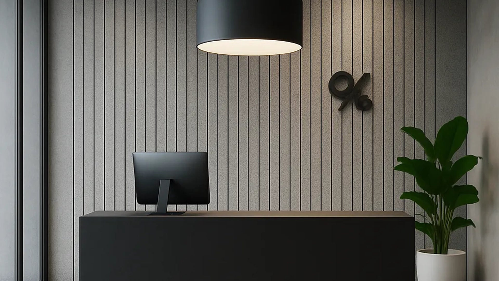 Felt Slatted Acoustic Wall Panels 5 in reception interior DecorMania EU